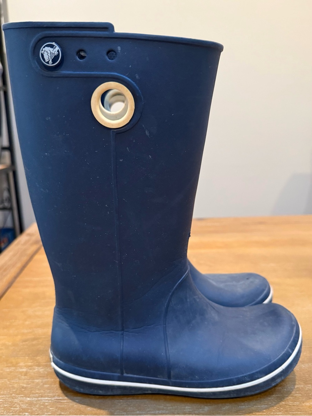 CROCS Crocband Jaunt Tall Rain Boots Waterproof Navy Sz 6